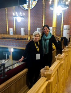 My cousin Rachel Kaufman and I at Rumbach Synagogue